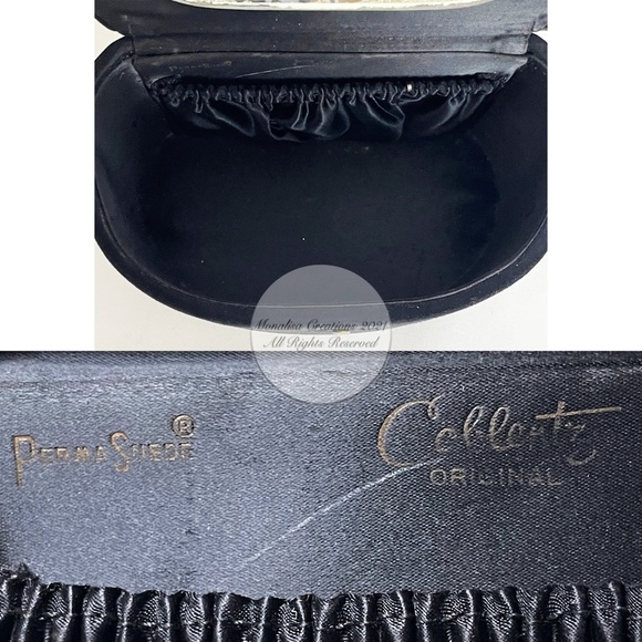 Vintage Coblentz Bag Black Perma Suede Small Vanity Bag with Mirror 60s Retro - Picture 8 of 9